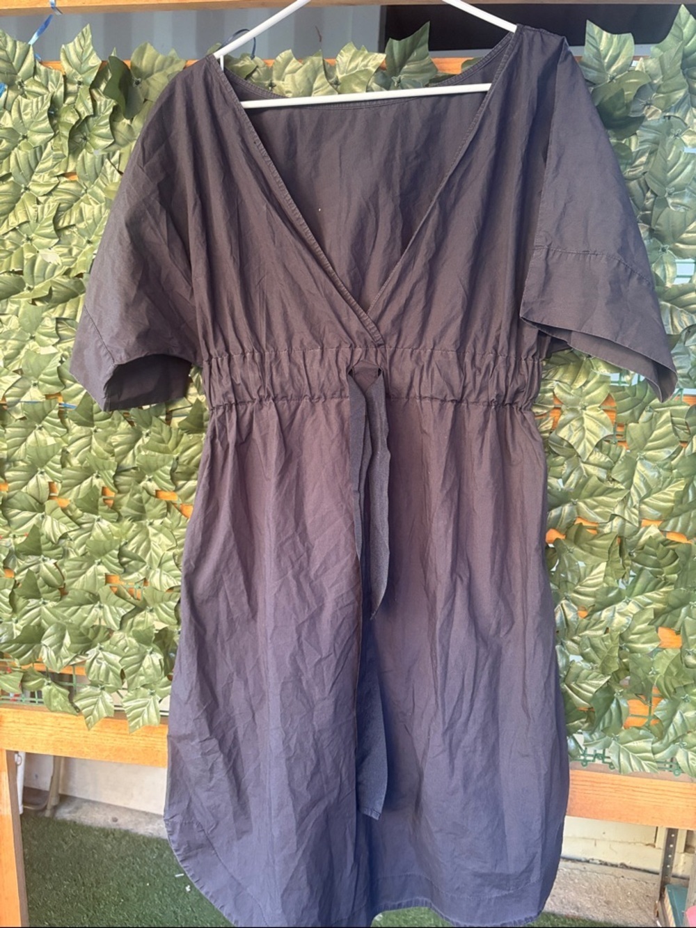 Women's Black Midi Wrap Dress with Tie Waist